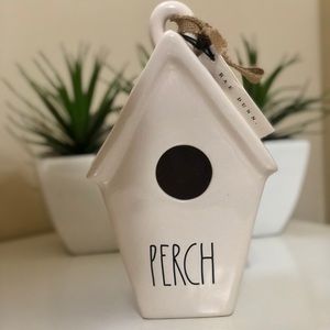 RAE DUNN Perch Ceramic Birdhouse Home Decor White